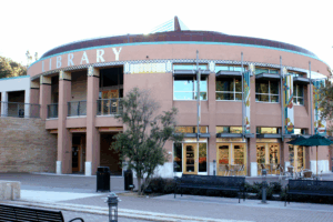 Library building from street
