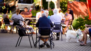 People sitting enjoying outdoor weather