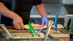 Food in hot trays