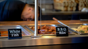 Food in hot trays
