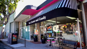 Outdoor area in front of ice cream shop